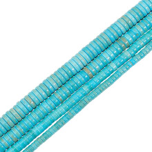 Aproximadamente 530 piezas de cuentas espaciadoras planas redondas de turquesa azul natural, cuentas de piedras preciosas Heishi en forma de disco