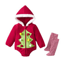 Baby-Weihnachts-Strampler mit Kapuze und Stulpen