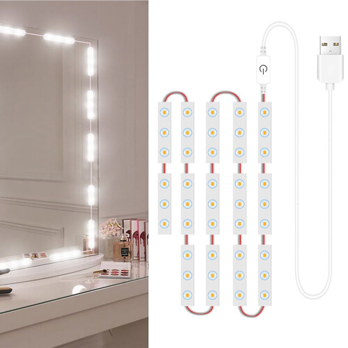 Espelho de maquilhagem com 42 LEDs reguláveis e cabo USB, compatível com SYOO BUZHI