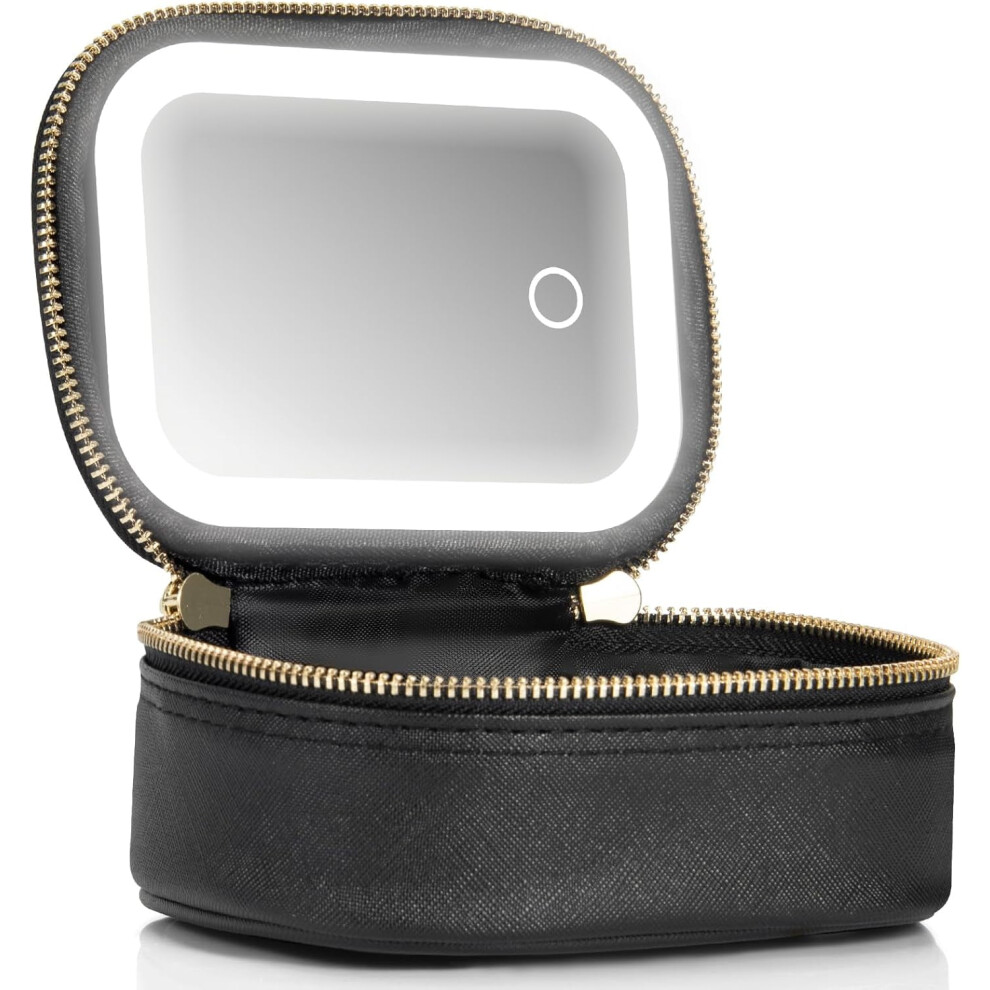 Light Mini Makeup Bag With Mirror & 3 Brightness Levels, Portable Cosmetic Organizer Â Compatible With Travel & Artist Use