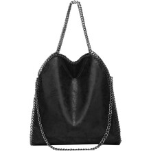 Hobo-Tasche aus veganem Leder für Damen, Schultertasche aus PU-Leder, große Handtasche, Shopper, trendige Kettentasche mit Henkel