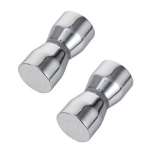 Double-Sided Shower Glass Door Knob in Silver for Bathroom Doors 2Pcs