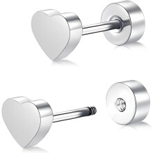 Titanium Dot Earrings 20G Hypoallergenic Disc Studs for Sensitive Ears Screw on Flat Back Nap Earrings, Cute Classic Jewelry Present for Women & Men