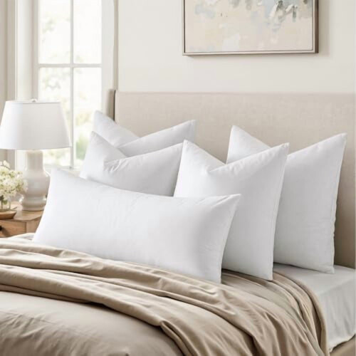 Feather Pillow Insert 26x26, Decorative Down Throw Pillow Insert Fluffy Throw Pillow Cotton Fabric for Sofa Bed Couch