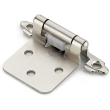 Verpakking van 30 stuks 1/2" opbouwscharnieren voor keukenkasten, zelfsluitend, halfverzonken, satijnnikkel, met deurstoppers – compatibel met
