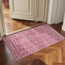 Hot Pink Vintage Washable Rug 2x3 ft Non-Slip