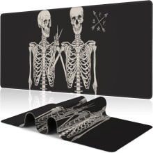 Gothic Human Skeleton Desk Mat31.5"x11.8", Non-Slip Rubber Base, Waterproof, Thick Stitched Edges