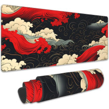 Japanilainen Sea Waves -pelihiirimatto 31,5" x 11,8", liukumaton pohja ja ommeltu reuna, suuri pöytämatto kotiin/toimistoon