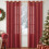 Red Linen Curtains 52x68 in, Light Filtering, 2 Panels with 1