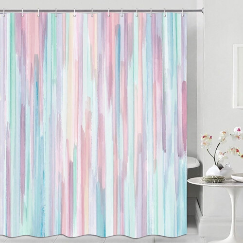 Abstract Stripe Shower Curtain 69x70" Grey Blue
