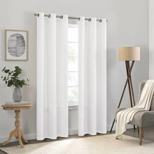 Kendall Solid Textured Blackout Thermal Insulated Lining Grommet Window Curtain for Bedroom (1 Panel), 42 in x 63 in, White