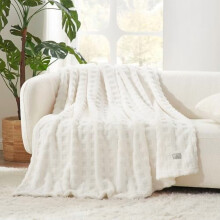 Waffle Throw Blanket Queen Size 90x90 Inches Ivory