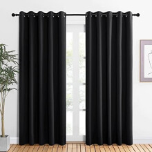 Blackout Drapery Panels, Thermal Insulated Grommet Curtains for Cafe – Set of 2, 60"x84", Black