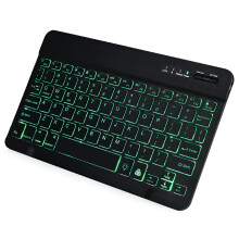 Universal Slim Portable Wireless Bluetooth 7-Colors Backlit Keyboard with Built in Rechargeable Battery - 8 inch black