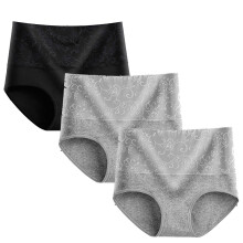 Räumungsverkauf! Damenunterwäsche-Packung, 3er-Pack Slips, bequeme Baumwollunterwäsche mit hohem Bund, sexy Höschen, Grau, Größe C4XL