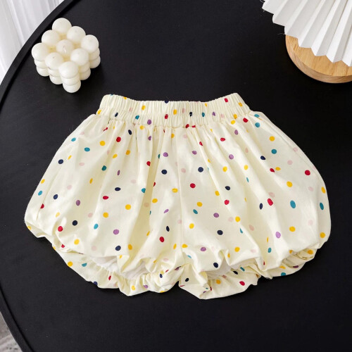 Short fille à pois fleuris blancs 1 an 1