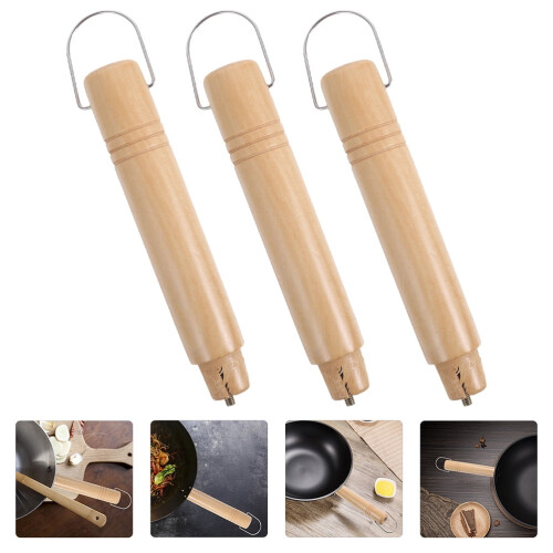3pcs Wooden Pot Handle Milk Pan Replacement Handle Wooden Handle Grip Replacement for Pan