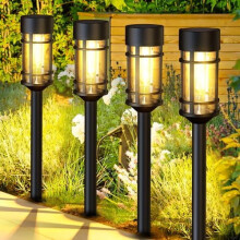 8-Pack Solar Pathway Lights Metal & Glass
