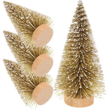 Mini Christmas Trees 4 Pack – PET & Wood Tabletop Decor