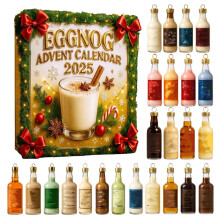 Calendrier de l'Avent de 24 jours avec mini-liqueurs de lait de poule et décorations en acrylique – Compatible avec les décorations de Noël