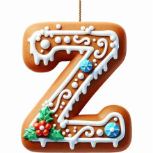 Ornamento con lettere dell'alfabeto in pan di zenzero, iniziale del bastoncino di zucchero con