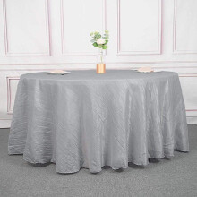 Silver Crinkled Taffeta Round Tablecloth 120 in
