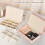 2-Layer Jewelry Organizer Box – Beige PU Leather, Portable 4