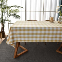 Nappe carrée à carreaux jaunes (132 x 132 cm), mélange de coton, lavable, infroissable, idéale pour l'extérieur, les pique-niques et le camping