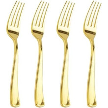 Gold Plastic Forks 7.4 inch Heavyweight 200 pcs