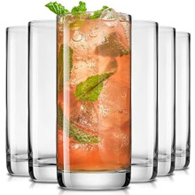 Faye 13oz Highball Glasses (6pc), Lead-Free Crystal, Compatible with Mojito, Tom Collins & Mixed Drinks