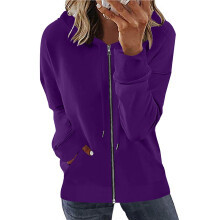 Plus Size Hoodies met Ritssluiting voor Dames, Lange Mouwen, Ritssluiting, Open Voorkant, Losse Bovenkleding, Blouse met Print, Jas, Tops, Zakken,