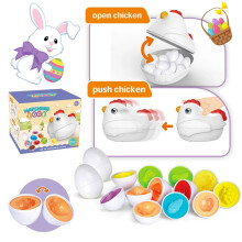 Huevos de Pascua a juego con caja de gallina: juguete educativo para niños pequeños que desarrolla la motricidad fina y el juego sensorial.