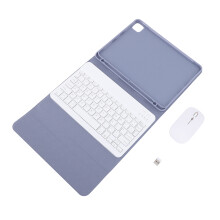 Purple PU Leather Keyboard Case with Wireless Bluetooth Mouse for Air 4/5/Pro 11in