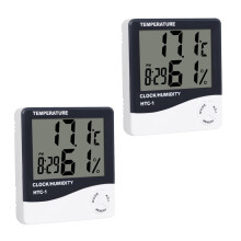 Digitales Thermometer-Hygrometer mit Uhr, weiß