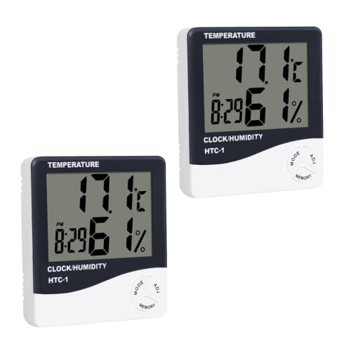 Digital termometer/hygrometer med klocka vit