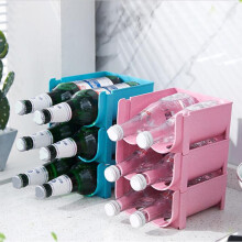HEVIRGO Plastic Free-Standing Water Bottle and Wine Rack Storage Organizer for Kitchen Countertops, Table Top, Pantry, Fridge - Stackable