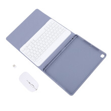 Purple 10.5” Wireless Keyboard Case with Mouse, RGB Backlit Premium PU Leather