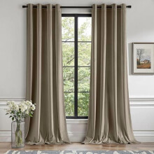 Taupe Velvet Grommet Curtains 52x84in Set of 2