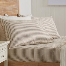 4-teiliges Kingsize-Mikrofaser-Bettwäscheset mit Streifenmuster – ultraweich, gebürstet, knitterfrei, ganzjährig geeignet (Taupe)