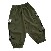 Pantaloni cargo da bambina/bambino con elastico in vita e gamba larga, pantaloni da lavoro con tasche, versatili, elasticizzati, ideali per