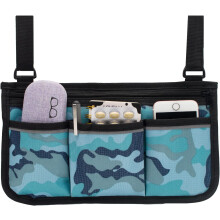 Bolsa lateral para silla de ruedas con franjas reflectantes y diseño floral – Compatible con sillas de ruedas, scooters, andadores y rollators.