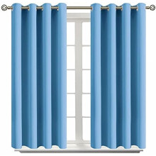 Room Darkening Curtains 54 Inches Long - Grommet Thermal Insulated Drapes Window Treatment Curtains for Bedroom, 2 Panels, 52 x 54 Inch, Sky Blue