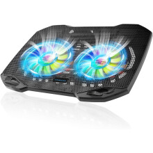 Kannettavan tietokoneen jäähdytysalusta kahdella hiljaisella tuulettimella, RGB-valoilla, USB-jalusta 11–15,6 tuuman kannettaville, kannettava