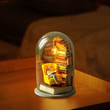 Lámpara de noche Eespoir Read, escultura en miniatura para amantes de los libros, lámpara LED de resina teñida con forma de libros apilados, para