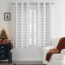 Black & White Buffalo Plaid Grommet Curtains (2 pcs, 40"x63"), Farmhouse Rustic Window Panels, Compatible with Standard Rods