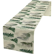 Linen Table Runner 13 x 90 in Green Forest Design