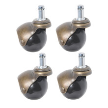 4 rotelle per sedia da ufficio da 2" in bronzo anticato, resistenti e adatte a pavimenti in legno.