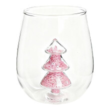 Stielloses Weinglas mit 3D-Weihnachtsbaummotiv, 350 ml