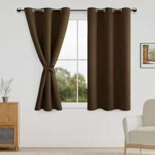 Blackout Curtains with Tiebacks 42x63 in Brown Set of 2