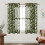 Dark Green Leaf Print Sheer Curtains, 63" L, 2 Panels 1